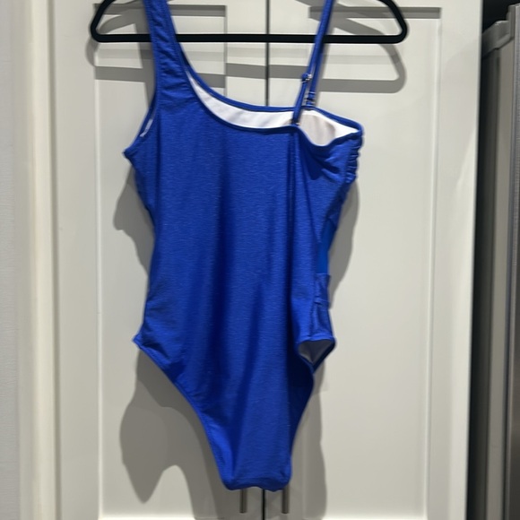 Blooming Jelly One-Shoulder Slimming Mesh One-Piece Swimsuit Royal Blue Size M - Picture 8 of 12